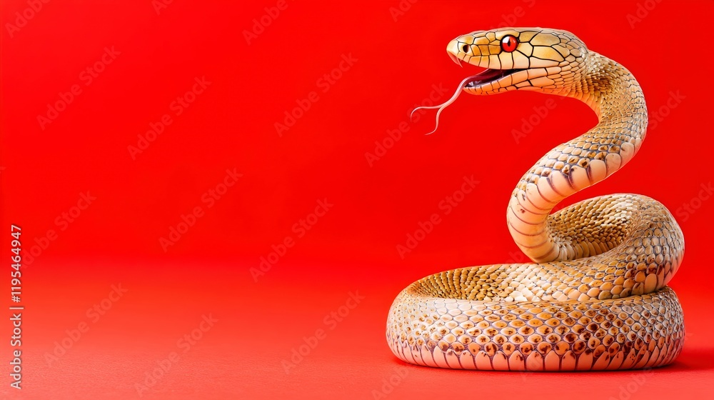 Fototapeta premium Striking Snake on Bold Red Background
