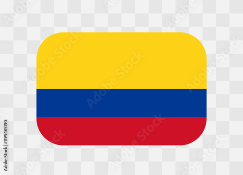 Colombia flag - rounded rectangle colorful flag representing a country cultural identity and heritage. The essence of national pride and unity. Vector flag on transparent background.