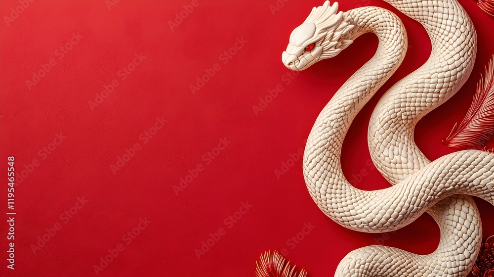 Fototapeta premium Serpent Sculpture on a Red Background