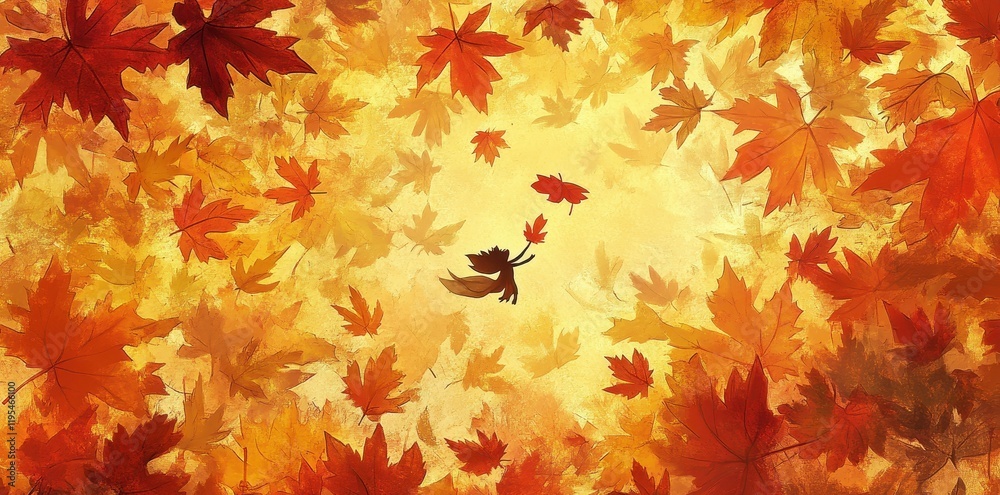 Autumn Fairy Soaring Among Falling Maple Leaves Autumn Fairy Soaring Among Falling Maple Leaves