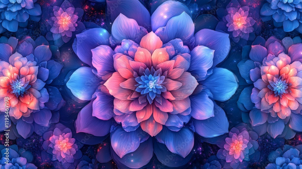 Fototapeta premium A seamless pattern of purple and blue flowers, perfect for artistic or decorative purposes.