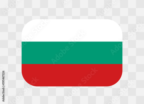 Bulgaria flag - rounded rectangle colorful flag representing a country cultural identity and heritage. The essence of national pride and unity. Vector flag on transparent background.