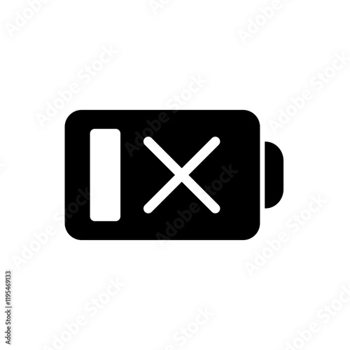 Battery icon showing low charge, representing minimal power or energy remaining.