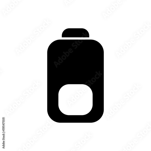Battery icon showing half charge, representing moderate power or energy level.