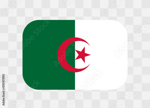 Algeria flag - rounded rectangle colorful flag representing a country cultural identity and heritage. The essence of national pride and unity. Vector flag on transparent background.