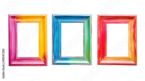 Set of decorative classic wooden picture frames on transparency background, frame png color