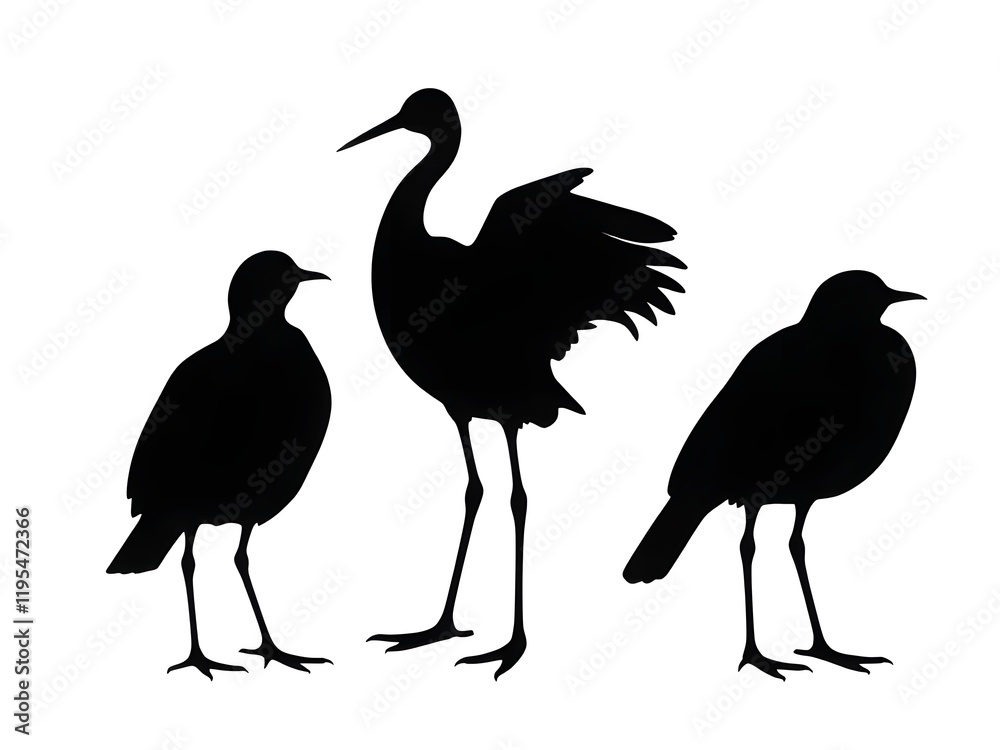 Fototapeta premium Birds silhouette white background