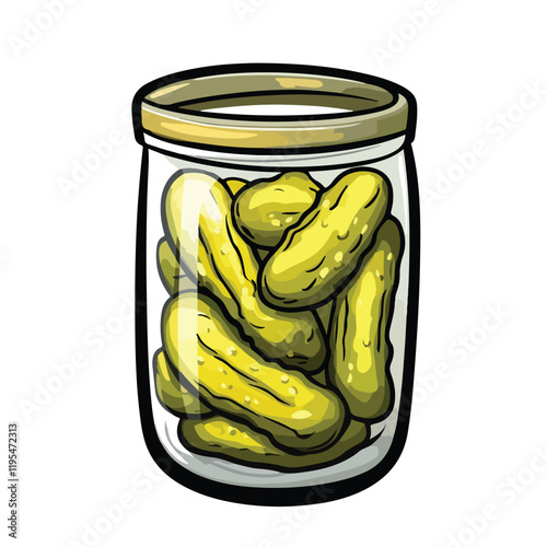 A drawing of a jar of pickles with a label that says cucumber
