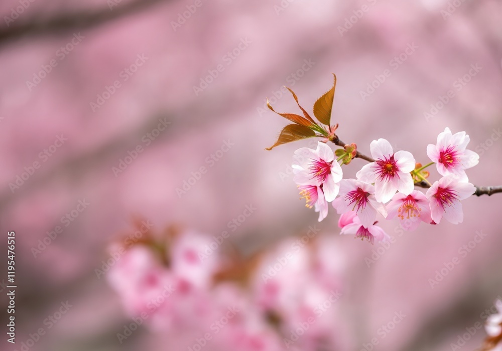 Cherry blossom flowers blooming on a spring day, creating a beautiful pink bokeh background Cherry blossom flowers blooming on a spring day, creating a beautiful pink bokeh background
