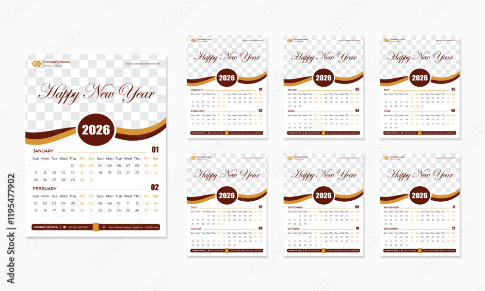 Obraz premium New Year-2026, Creative corporate or business simple & clean annual wall calendar design layout.