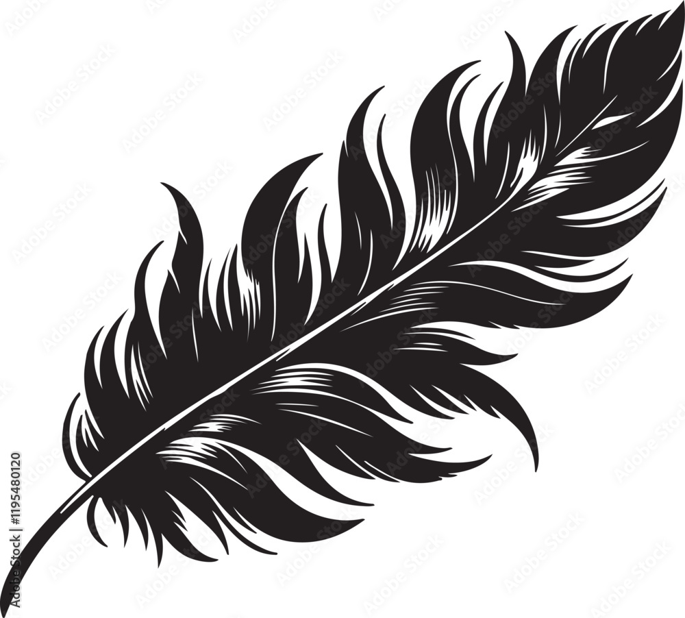 Obraz premium Boho Bird Feather Vector Silhouette Design