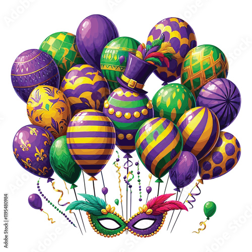 mardi gras Balloons vector illustration isolated background