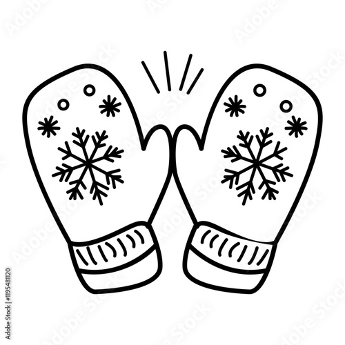 A doodle icon of cozy mittens
