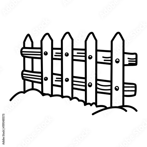 Winter fence icon in doodle style