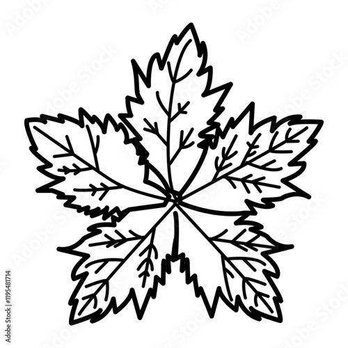 Frosted leaf icon in hand drawn style