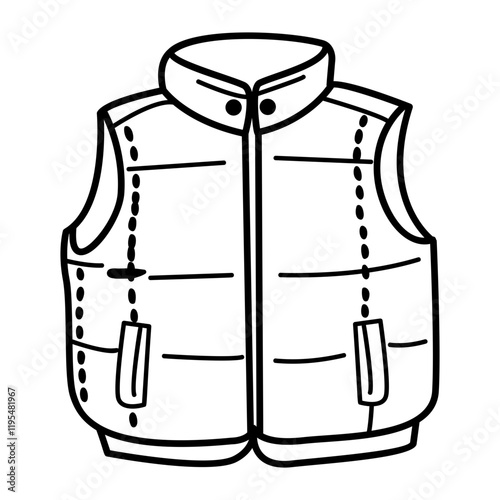 Winter vest icon in sketchy style