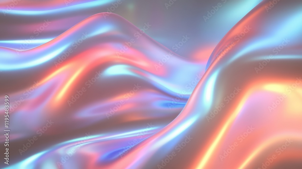 Fototapeta premium Dynamic neon abstract waves create a futuristic landscape of vibrant colors and soft glows