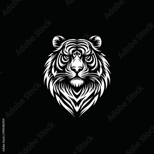 a tiger head logo that is scary, authoritative and charismatic