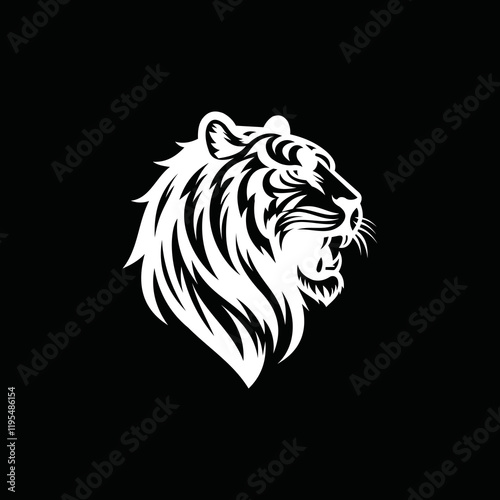 a tiger head logo that is scary, authoritative and charismatic