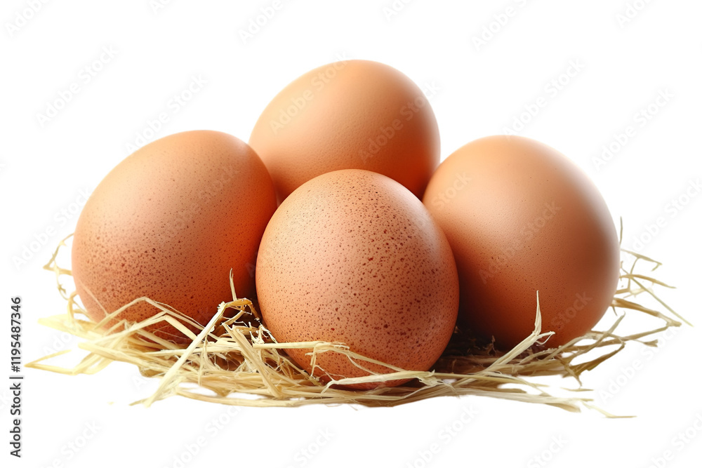 Eggs in straw on white background Eggs in straw on white background