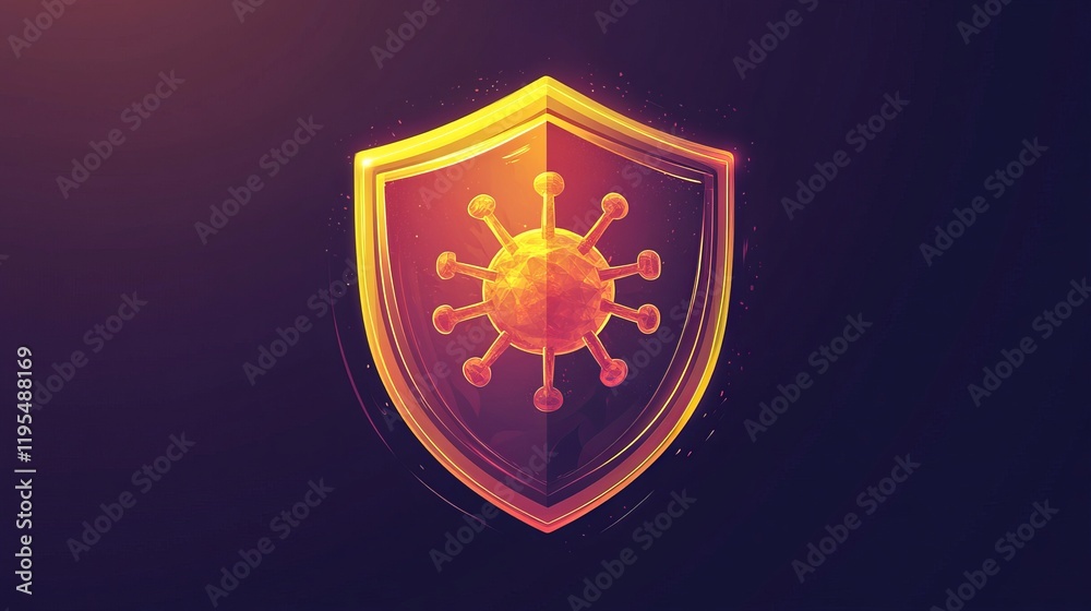 A healthcare shield icon illustrating the concept of protection against the coronavirus, emphasizing safety measures and virus destruction A healthcare shield icon illustrating the concept of protection against the coronavirus, emphasizing safety measures and virus destruction