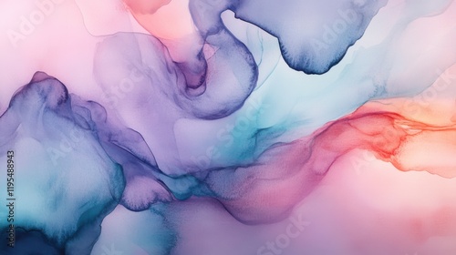 Exploring vibrant pastel hues in a flowing abstract watercolor composition