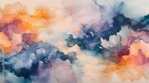 Vibrant pastel watercolor abstract art with flowing shapes and gentle transitions in rich hues reflecting serenity and creativity
