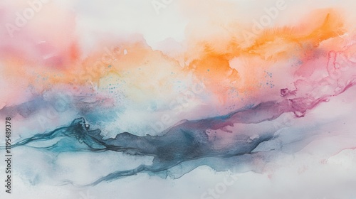 Flowing hues create a vibrant watercolor tapestry of pastel dreams in a serene abstract landscape of gentle transitions