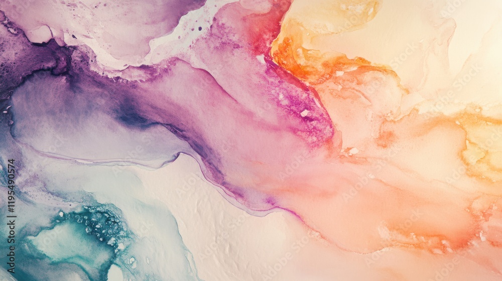 Fototapeta premium Colorful watercolor abstract with flowing shapes and soft textures in vibrant pastel hues