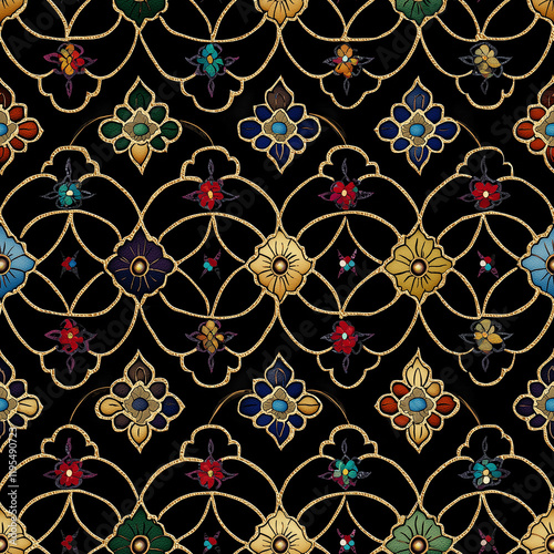 Intricate moroccan seamless pattern design featuring arab and berber elements african influence vibrant colors elegant textures photo