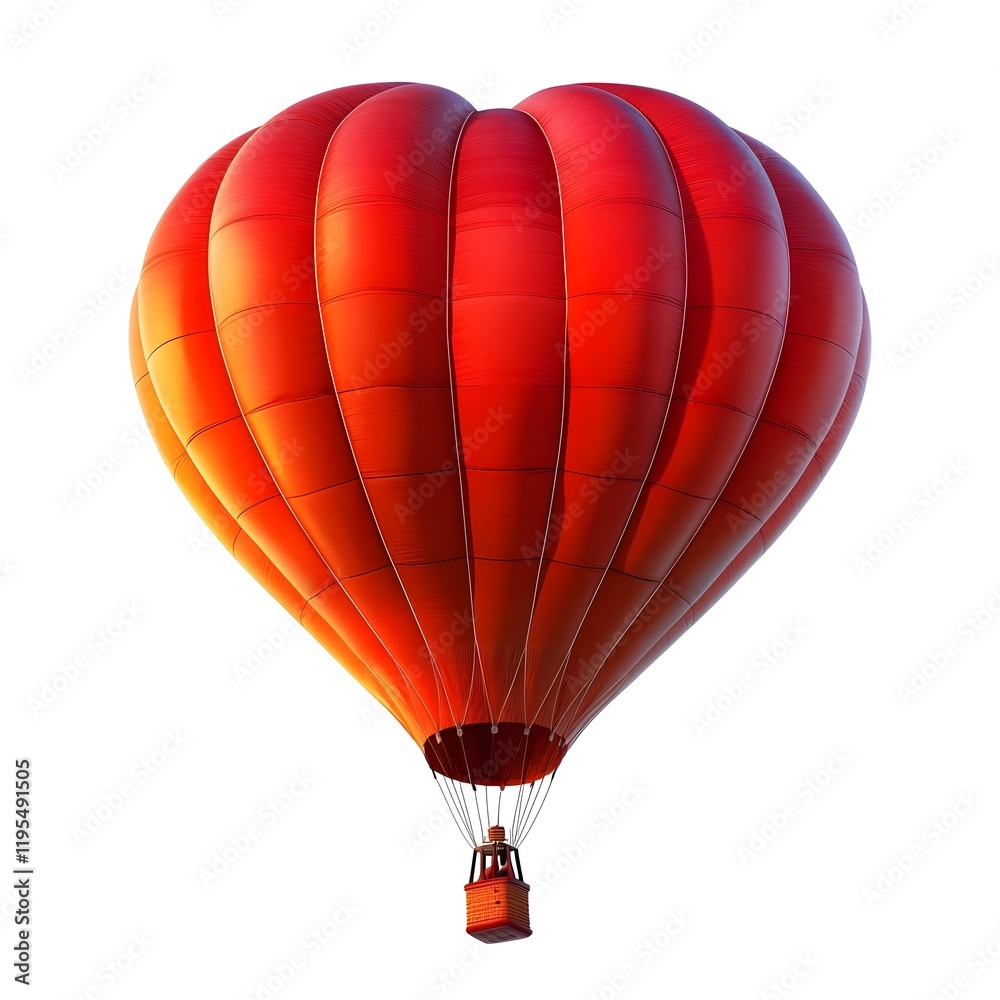 Fototapeta premium Romantic Red Heart Shaped Hot Air Balloon Floating in the Sky