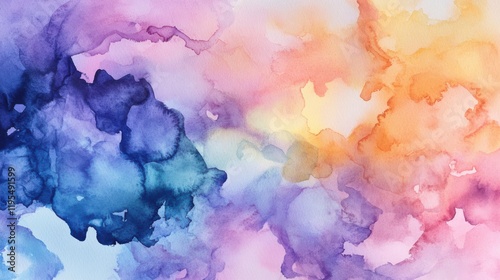 Vibrant pastel watercolor abstract with seamless blend and flowing edges creating an enchanting atmosphere of color and texture