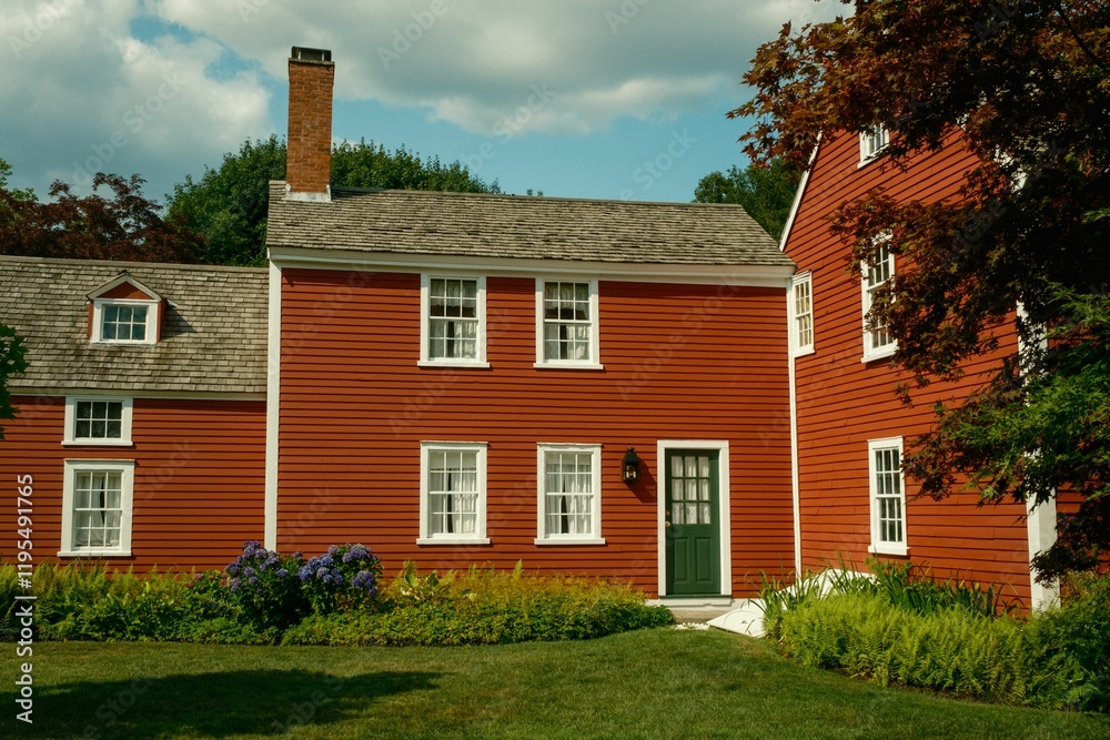 Historic red house in Peabody, Massachusetts