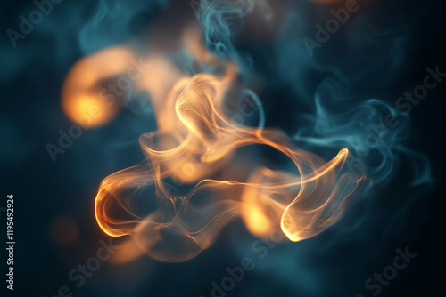 Golden Abstract Smoke Patterns with Swirling Light Effects