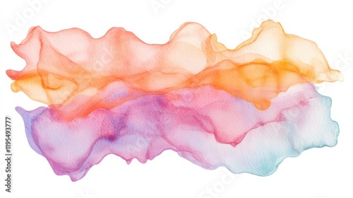 Colorful abstract watercolor composition displaying flowing pastel hues and delicate organic shapes with soft transitions