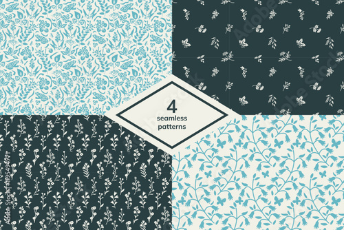 Decorative vector seamless plant patterns