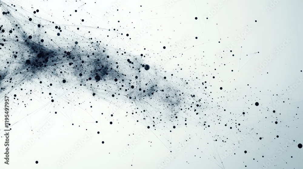 Obraz premium Abstract black particle network on white background