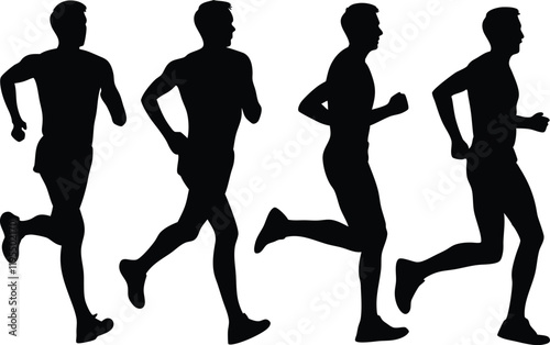 Set of man running silhouette vector illustration
