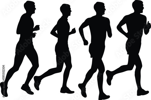 Set of man running silhouette vector illustration
