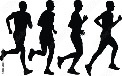 Set of man running silhouette vector illustration