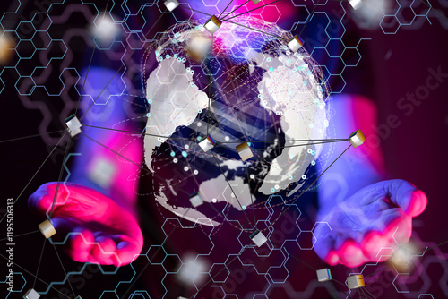 world Global network. Block...