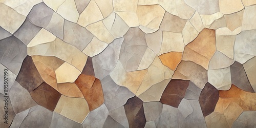 An abstract composition of textured shapes creates a harmonious blend of warm and neutral colors, showcasing intricate patterns and artistic design photo