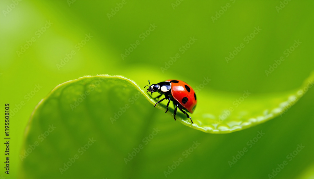 Ladybug resting on green leaf Ladybug resting on green leaf