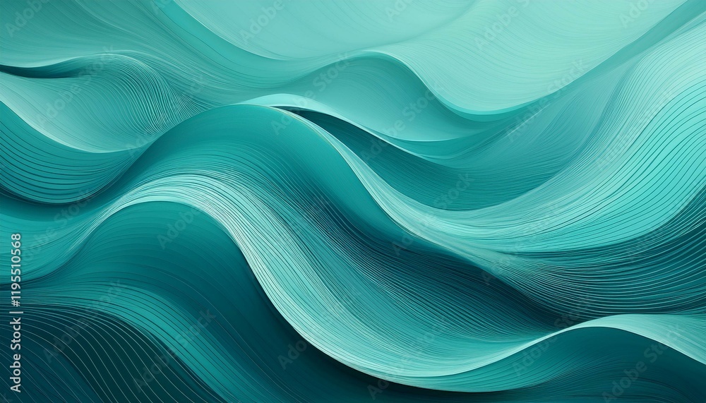 Obraz premium abstract flowing wave background in teal with soft gradients and line patterns