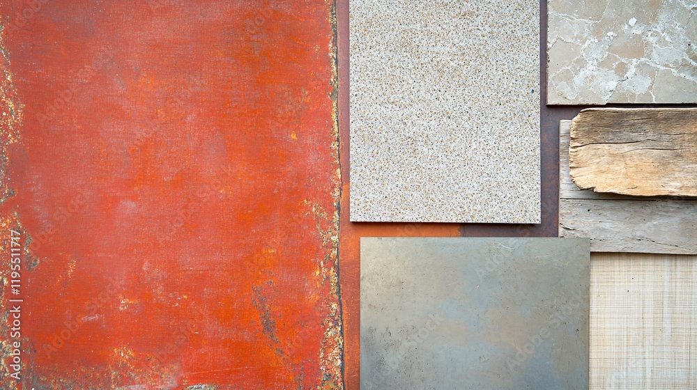 Fototapeta premium Rustic Textures Collage- Abstract Material Background