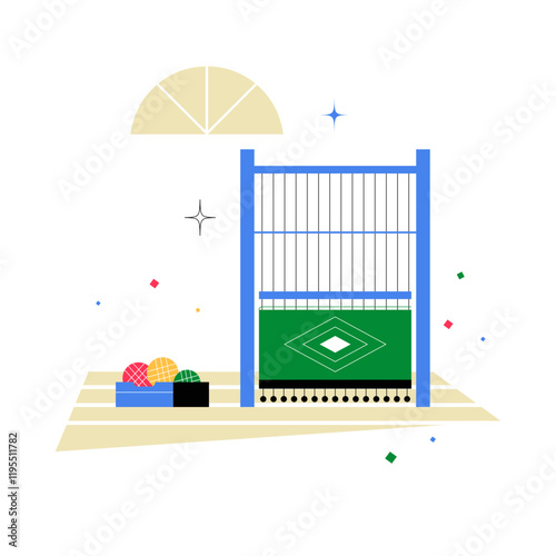 Loom And Yarn On A Mat In Flat Vector Illustration Symbolizing Weaving, Textile Arts, And Craftsmanship, Isolated On White Background.