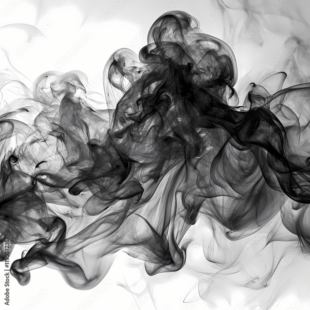 Fototapeta premium Abstract Black Smoke Design Elegant Swirling Texture Background Image art fog ink dark haze white 