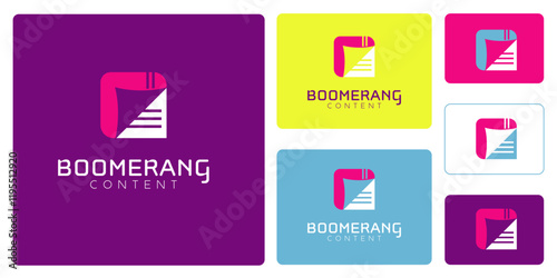 content writing or news with a boomerang concept to generate articles. A vector logo for a copywriter concept.
