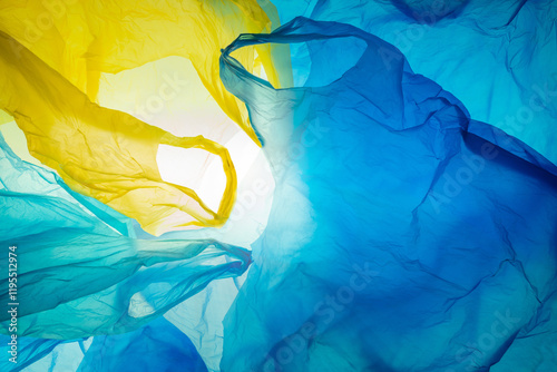 фотографія colorful disposable plastic bags background, crinkled and jumbled structure, pla