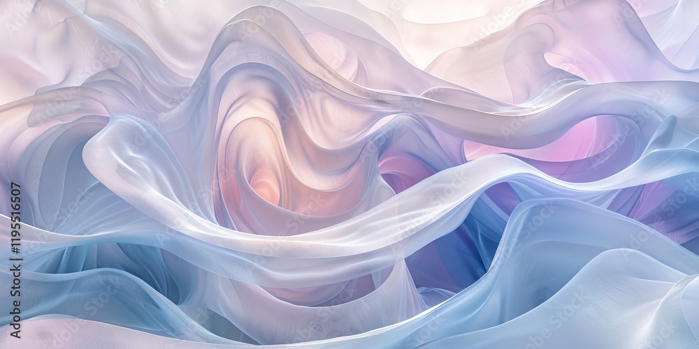 Fototapeta premium Ethereal, flowing abstract shapes in soft pastel colors create a dreamy, tranquil atmosphere.
